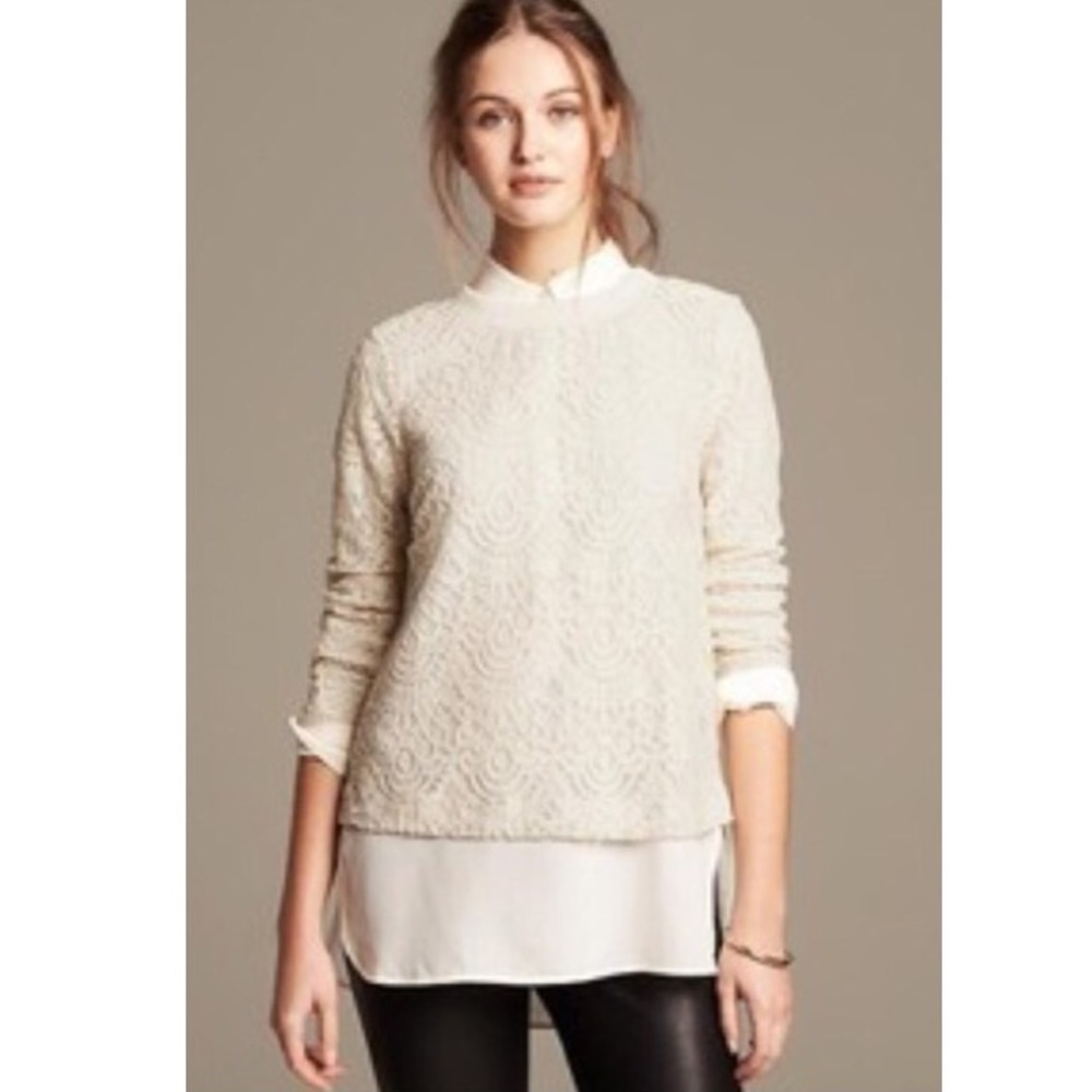 Banana Republic Cream Lace Blouse